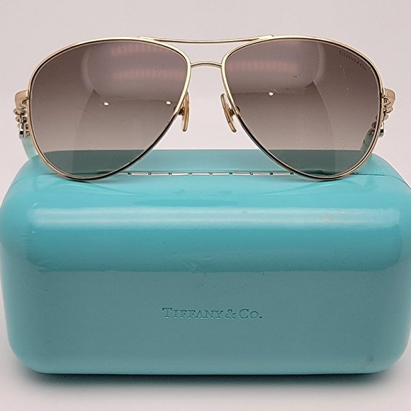 Tiffany & Co. Accessories - *SOLD* Tiffany & Co TF3034 6021/3M Gold Blue Frame Grey Lens Aviator Sunglasses